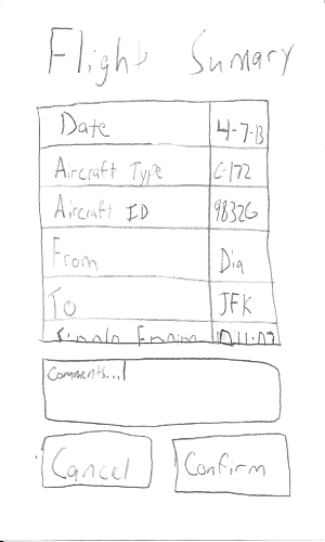 Low fidelity flight summary page