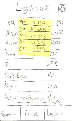 Low fidelity logbook page